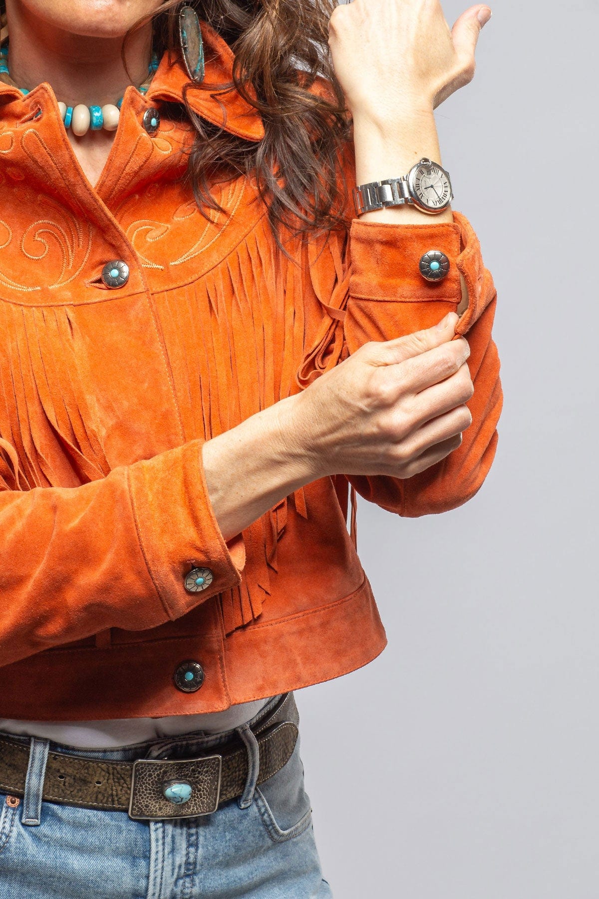 Ruby Embroidered Fringe Jacket In Poppy - AXEL'S