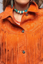 Ruby Embroidered Fringe Jacket In Poppy - AXEL'S