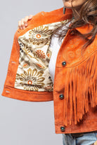 Ruby Embroidered Fringe Jacket In Poppy - AXEL'S