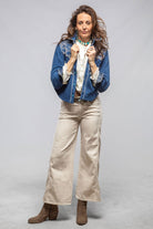Scarlett Suede Western Shirt In Cornflower - AXEL'S