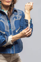 Scarlett Suede Western Shirt In Cornflower - AXEL'S
