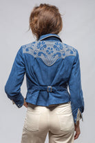 Scarlett Suede Western Shirt In Cornflower - AXEL'S