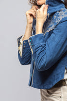 Scarlett Suede Western Shirt In Cornflower - AXEL'S