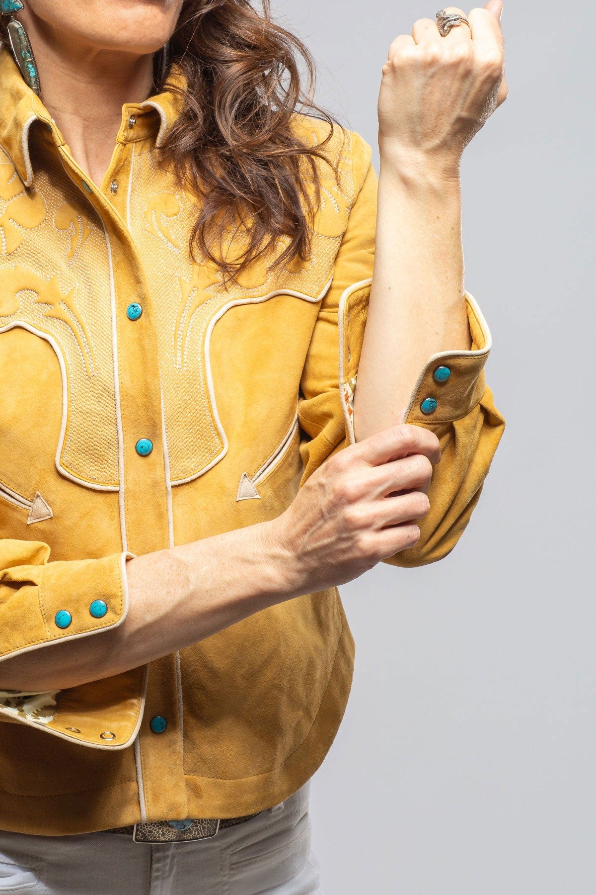 Scarlett Suede Western Shirt In Sunflower - AXEL'S