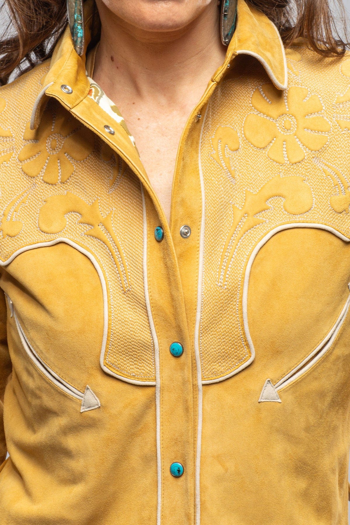 Scarlett Suede Western Shirt In Sunflower - AXEL'S