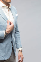 Giorgio Unconstructed Blazer In Denim Melange - AXEL'S