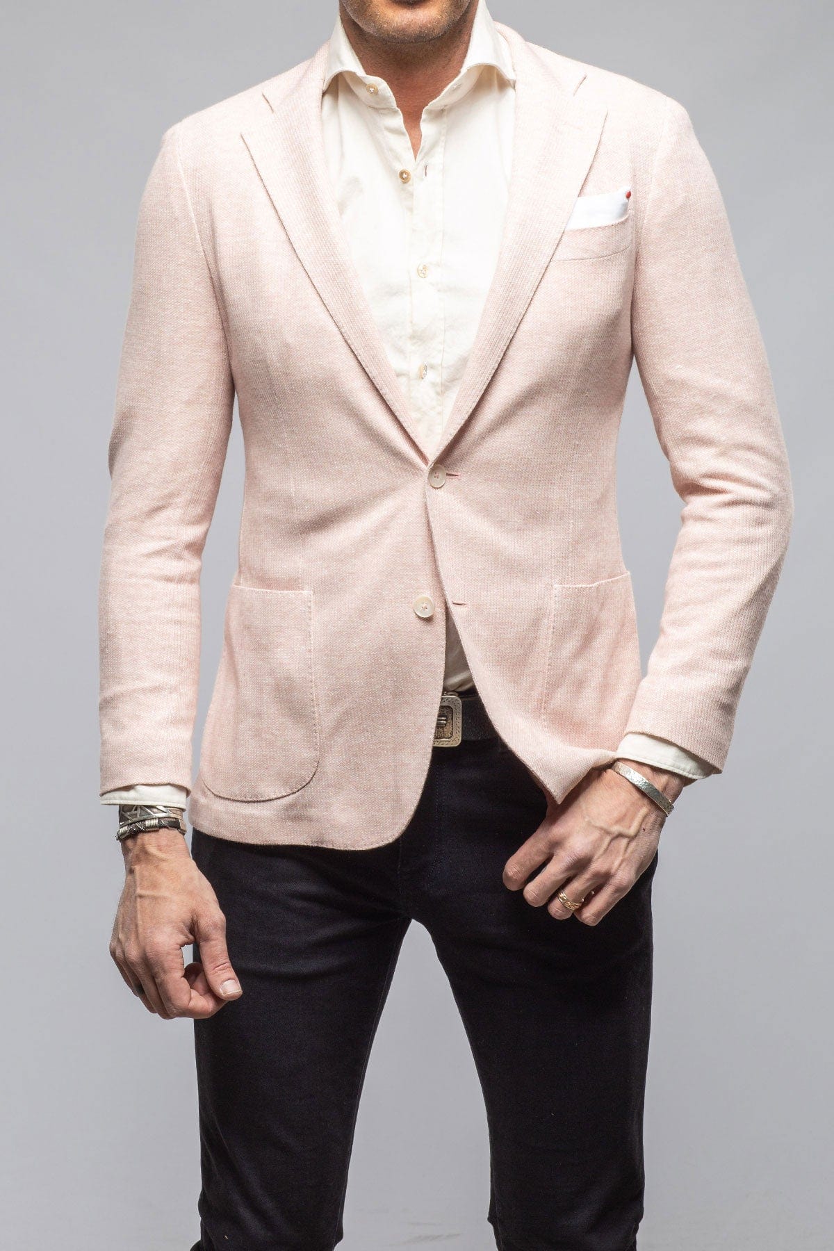 Giorgio Unconstructed Blazer In Salmon Melange - AXEL'S