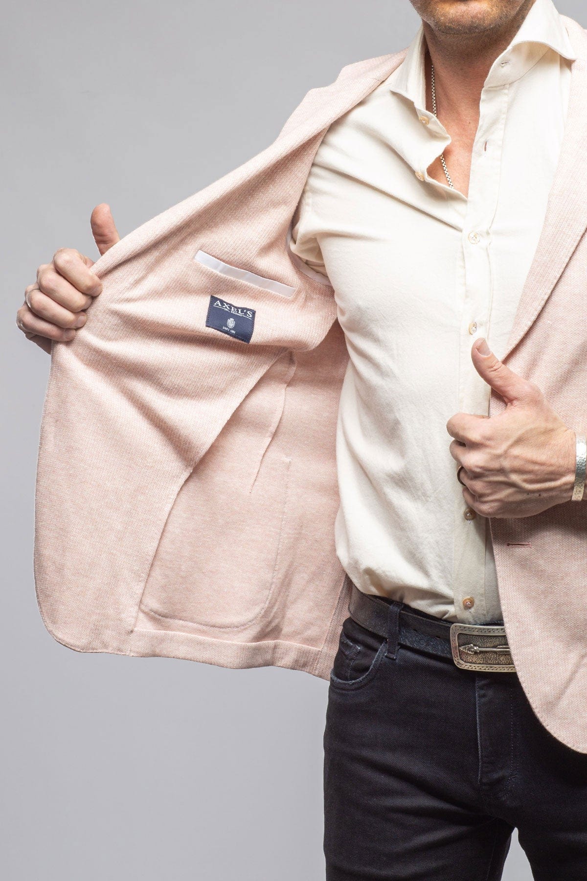 Giorgio Unconstructed Blazer In Salmon Melange - AXEL'S
