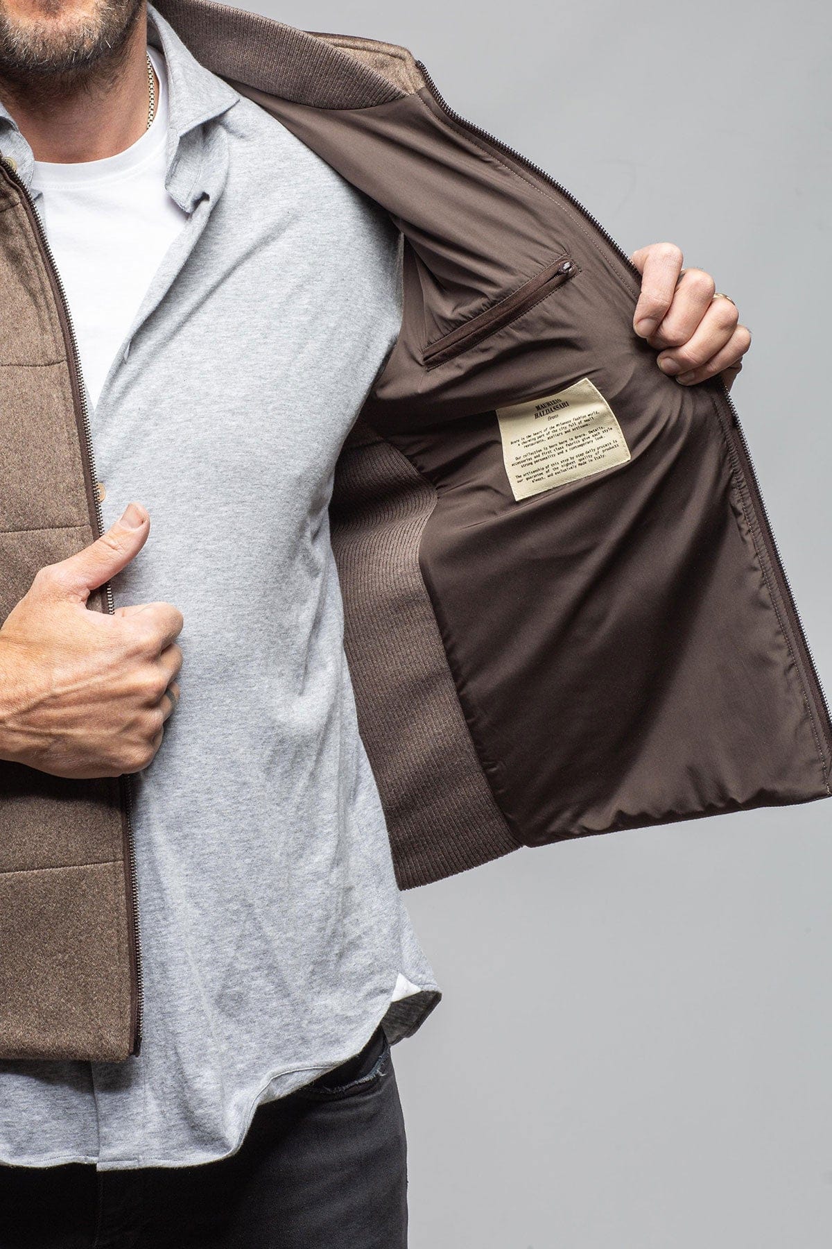 Axels-BDSR Alba Cashmere Vest In Taupe Grey Mens - Outerwear - Cloth