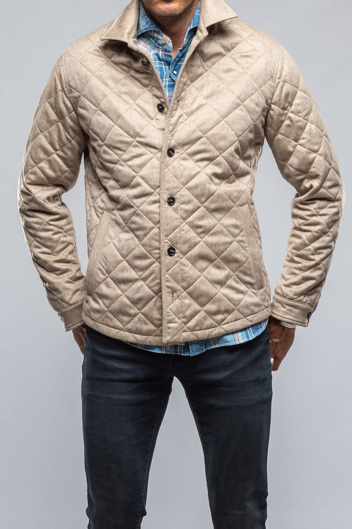 Dutton Quilted Cashmere Jacket in Camel - AXEL'S