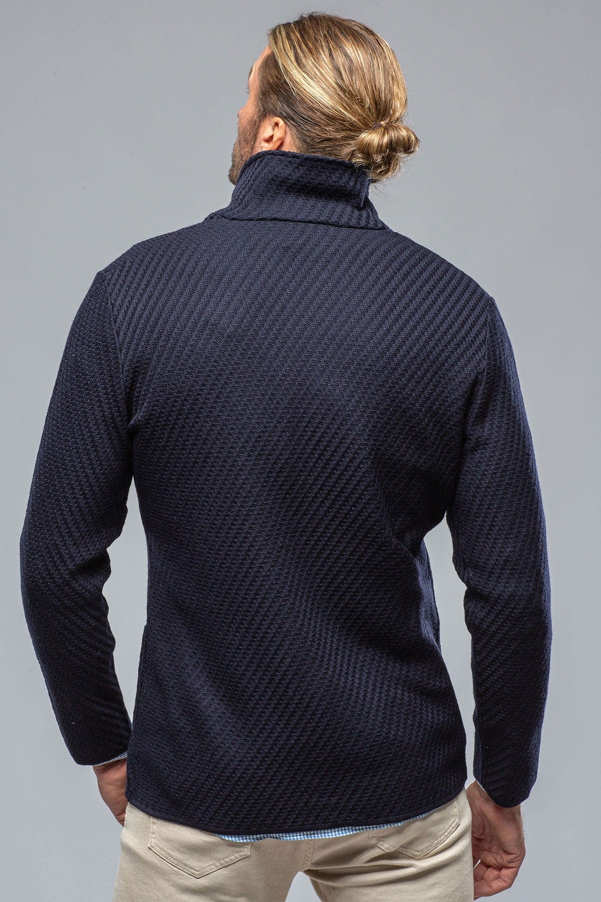 Luca Sweater Jacket In Navy - AXEL'S