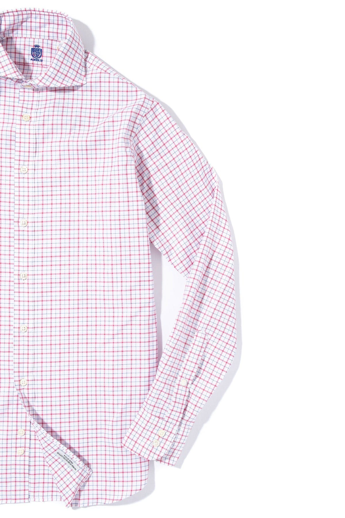 Panamera Cotton Check Shirt In Blue W Red - AXEL'S