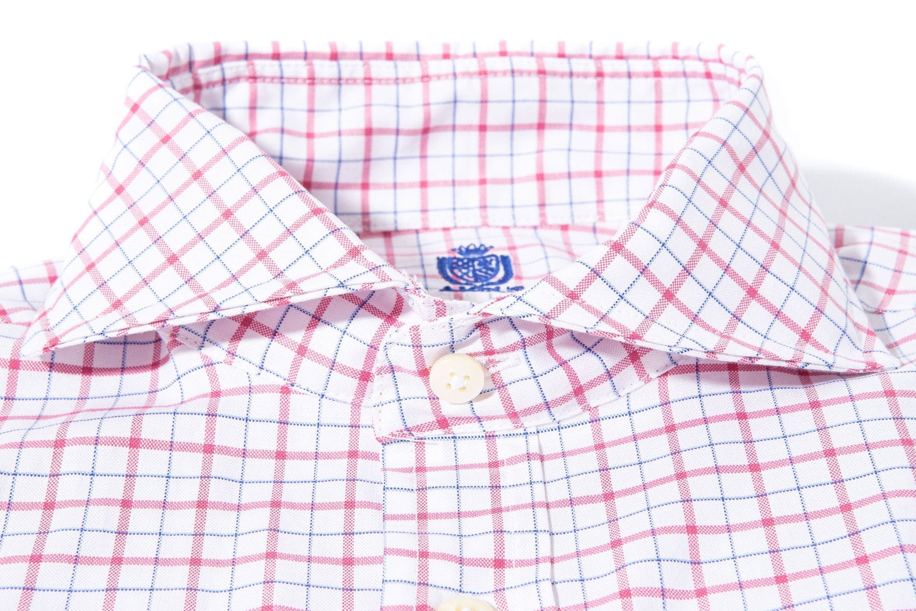 Panamera Cotton Check Shirt In Blue W Red - AXEL'S