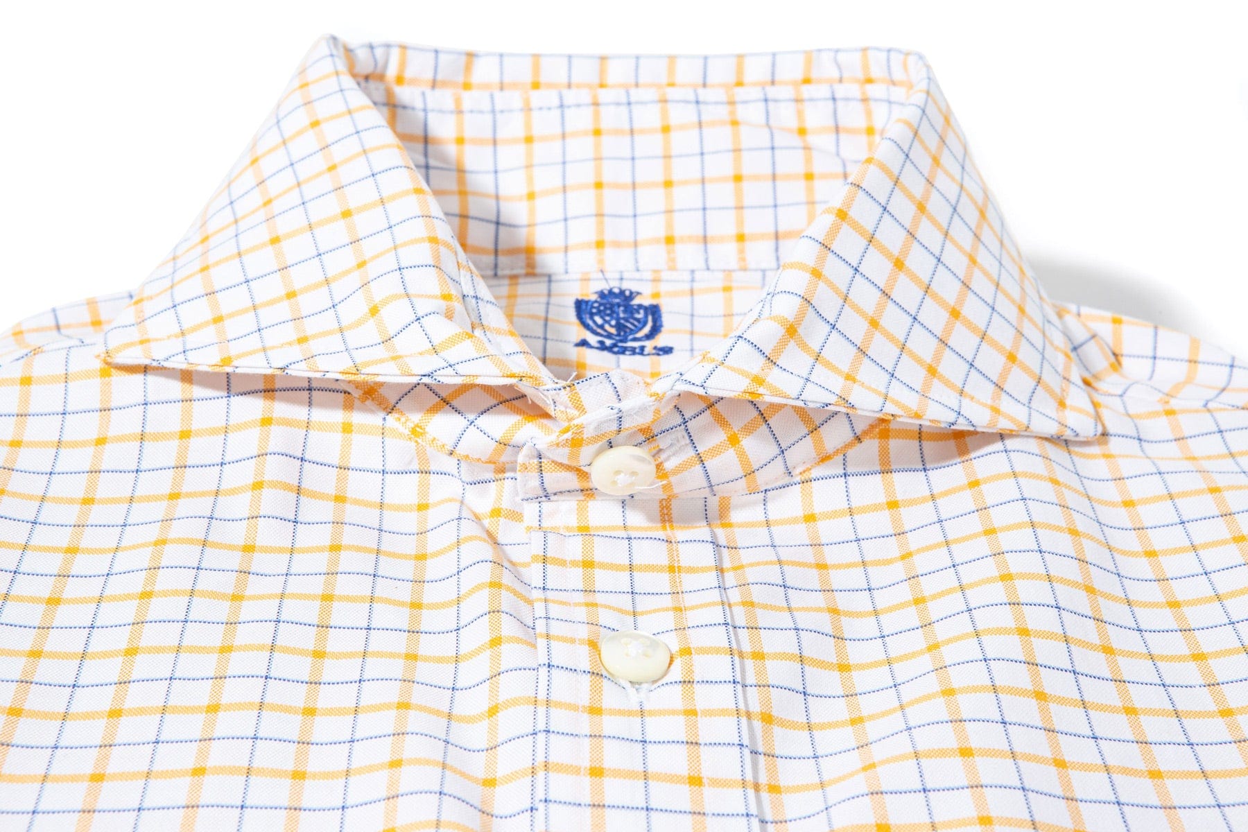 Panamera Cotton Check Shirt In Yellow w Blue - AXEL'S