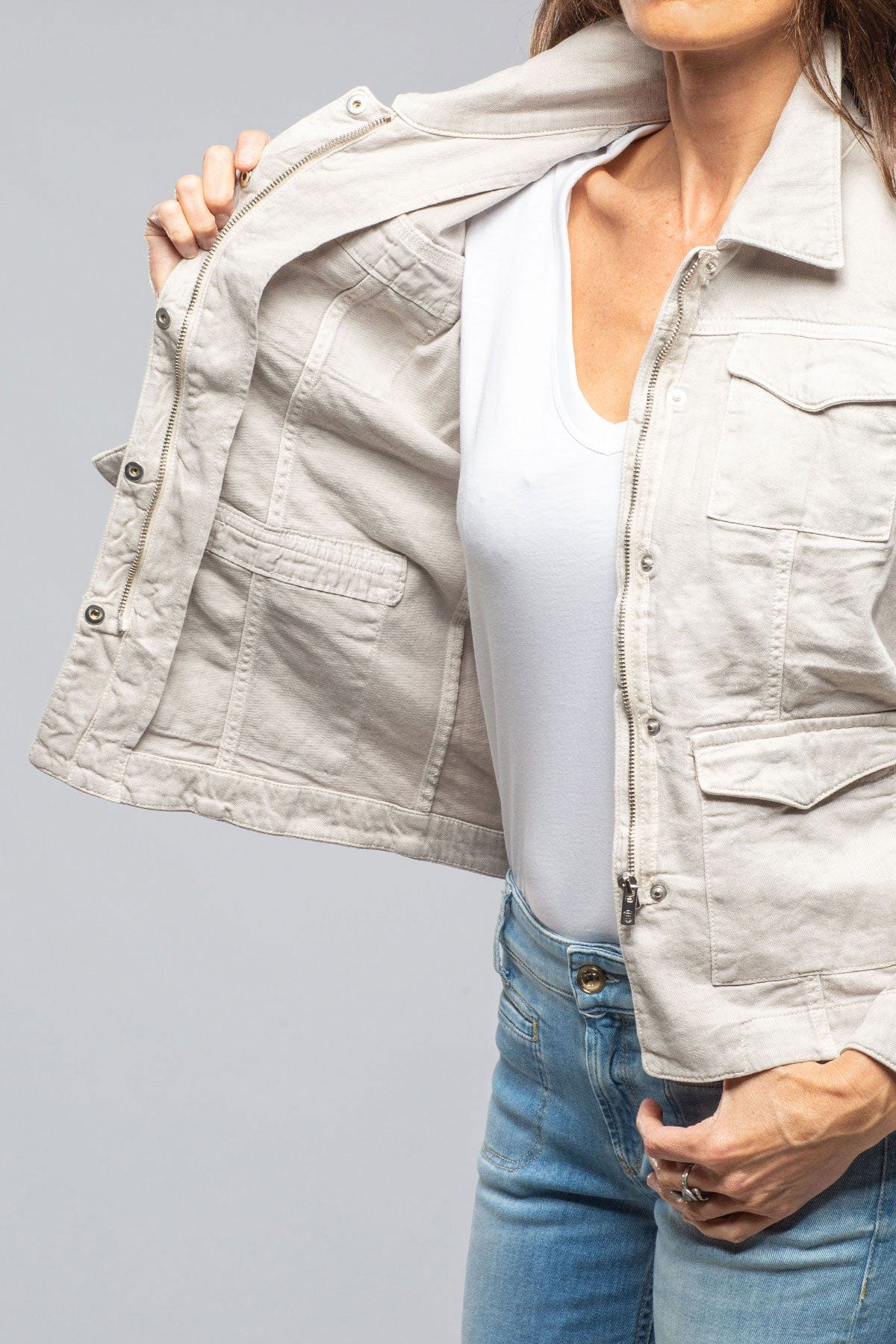 Beale Cotton Linen Jacket In Sasso - AXEL'S