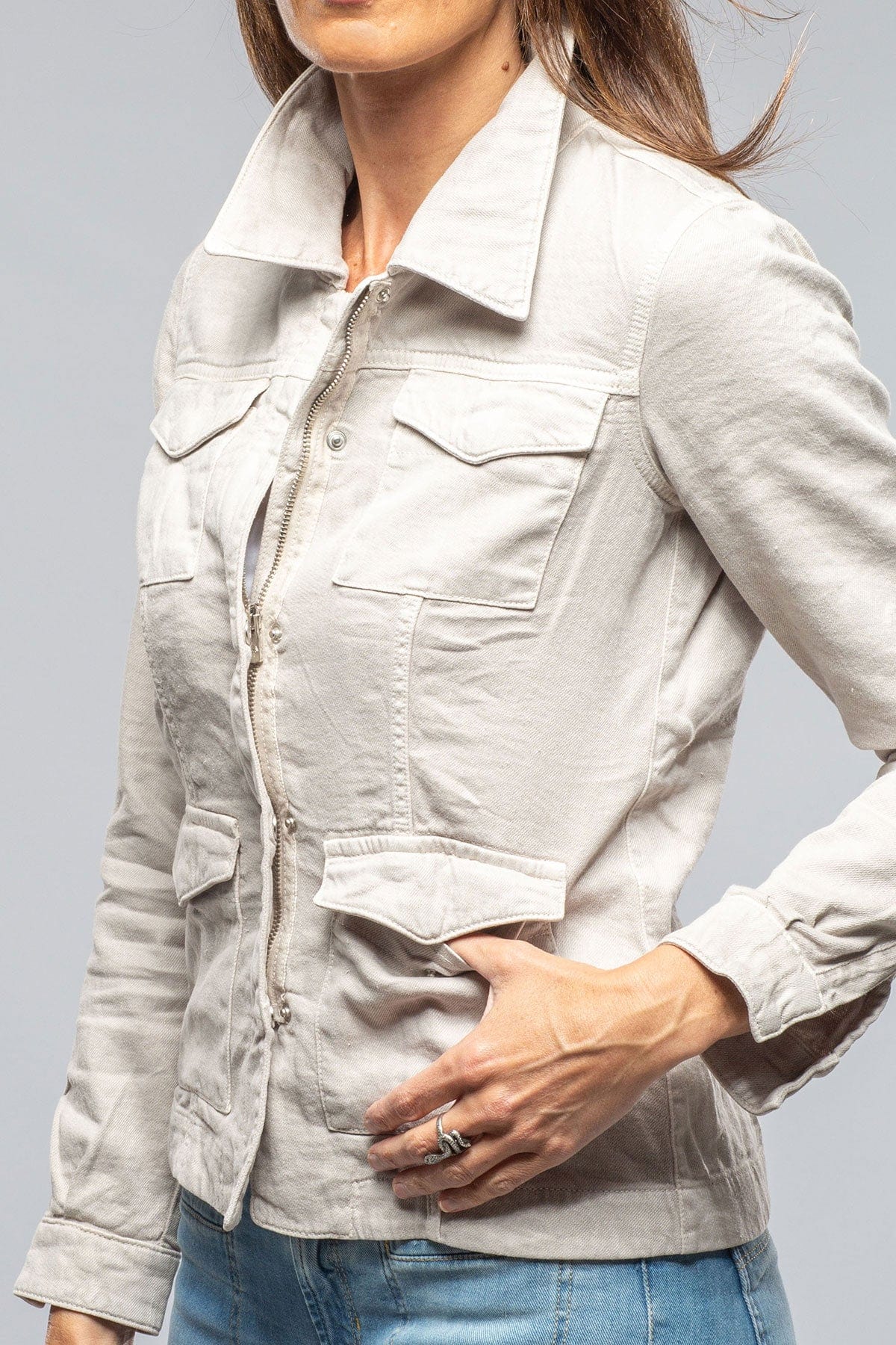 Beale Cotton Linen Jacket In Sasso - AXEL'S