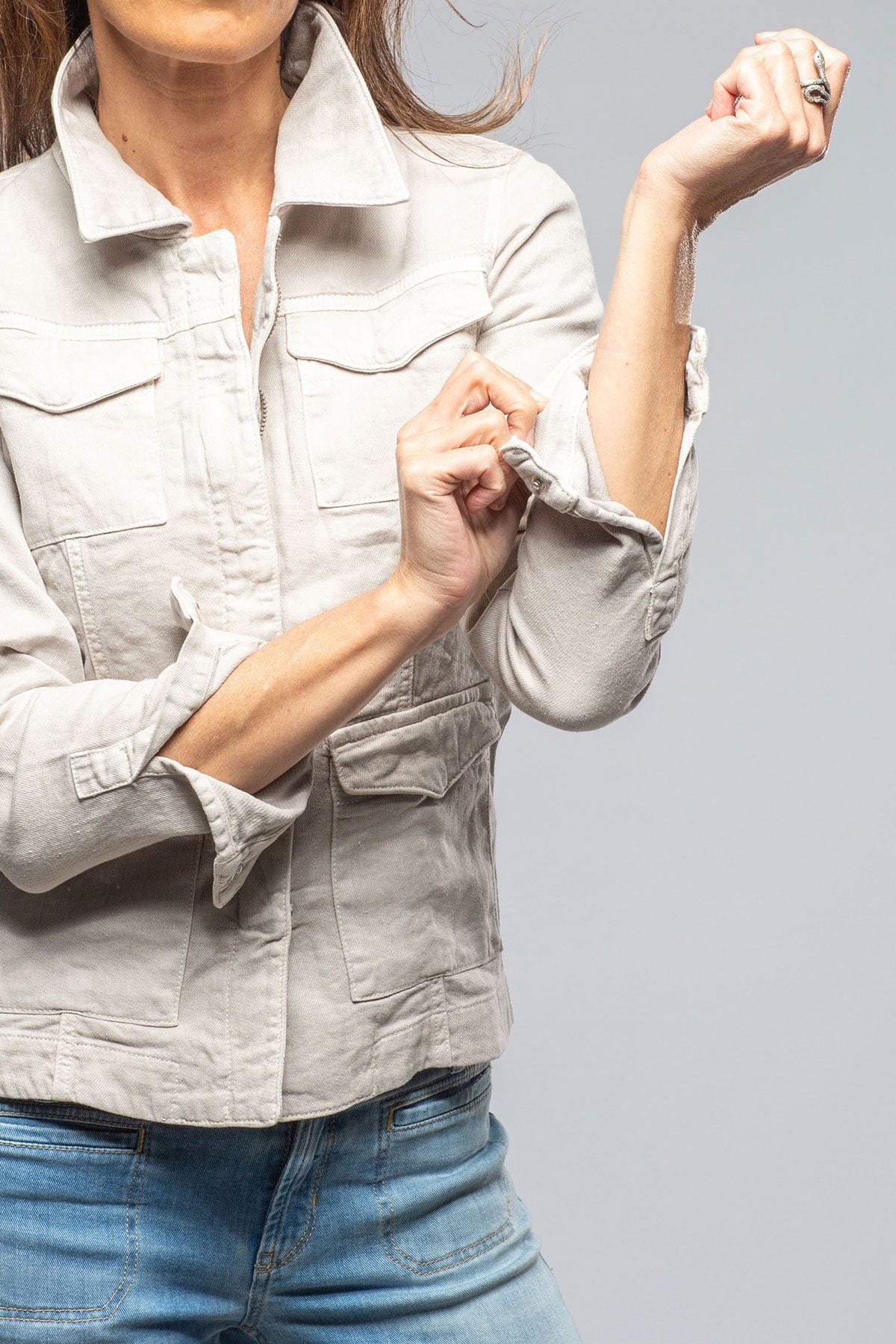 Beale Cotton Linen Jacket In Sasso - AXEL'S