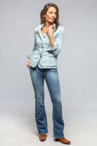 Chama Cotton Linen Washed Blazer Jacket In Blue Ice - AXEL'S