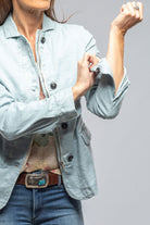 Chama Cotton Linen Washed Blazer Jacket In Blue Ice - AXEL'S