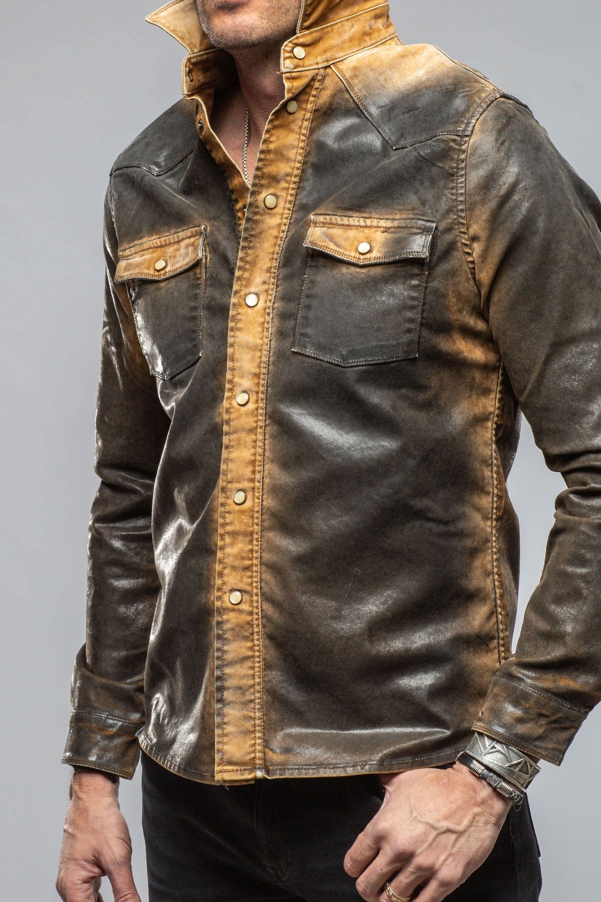 Joey Painted Snap Shirt In Camello - AXEL'S