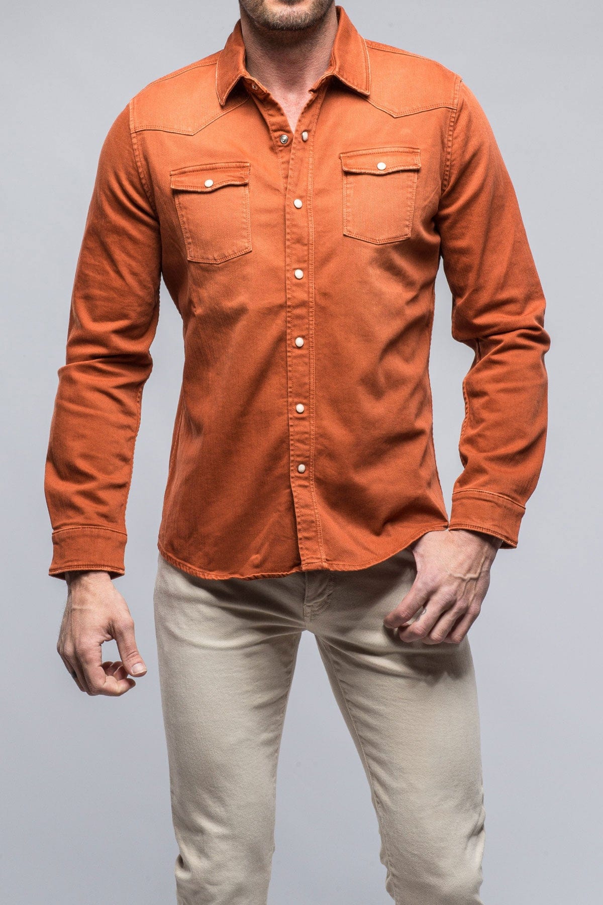 Ranger Denim Snap Shirt In Coccio - AXEL'S