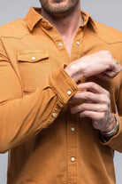 Ranger Colored Denim Snap Shirt In Papaya - AXEL'S