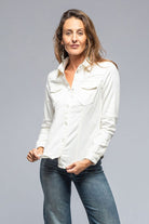 Yarmony Linen-Cotton Snap Shirt In Off White - AXEL'S