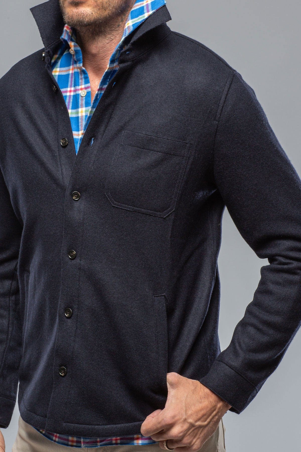 Sooter Cashmere Shirt In Navy - AXEL'S