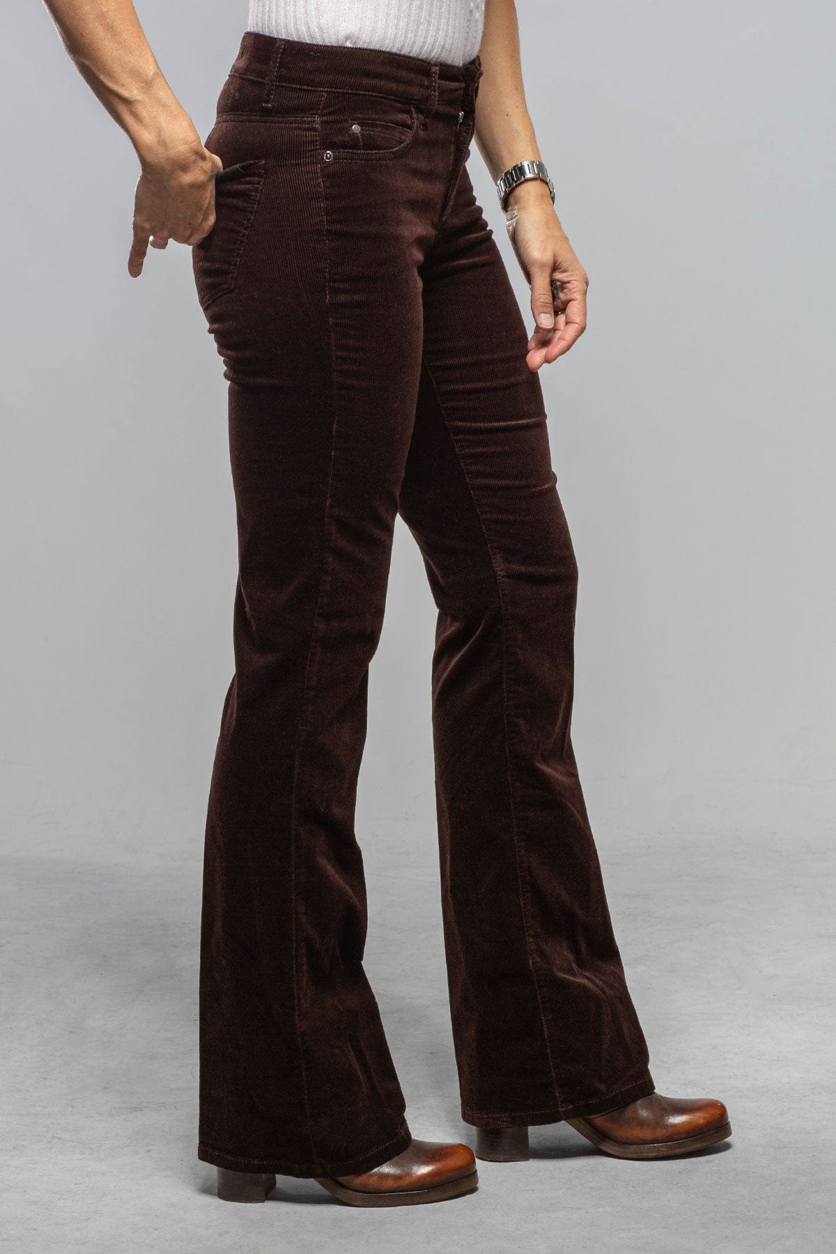Cambio Paris Flared Corduroy In Dark Chocolate Ladies - Pants - Jeans