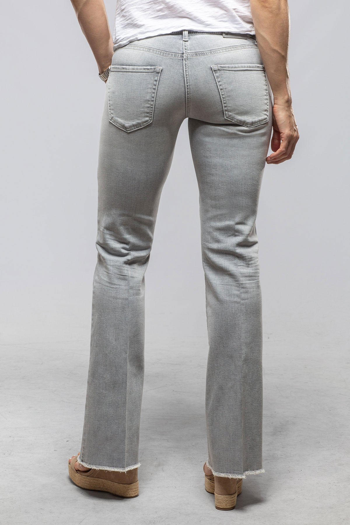 Paris Flared Fringe Jean In Sunbleached Grey - AXEL'S