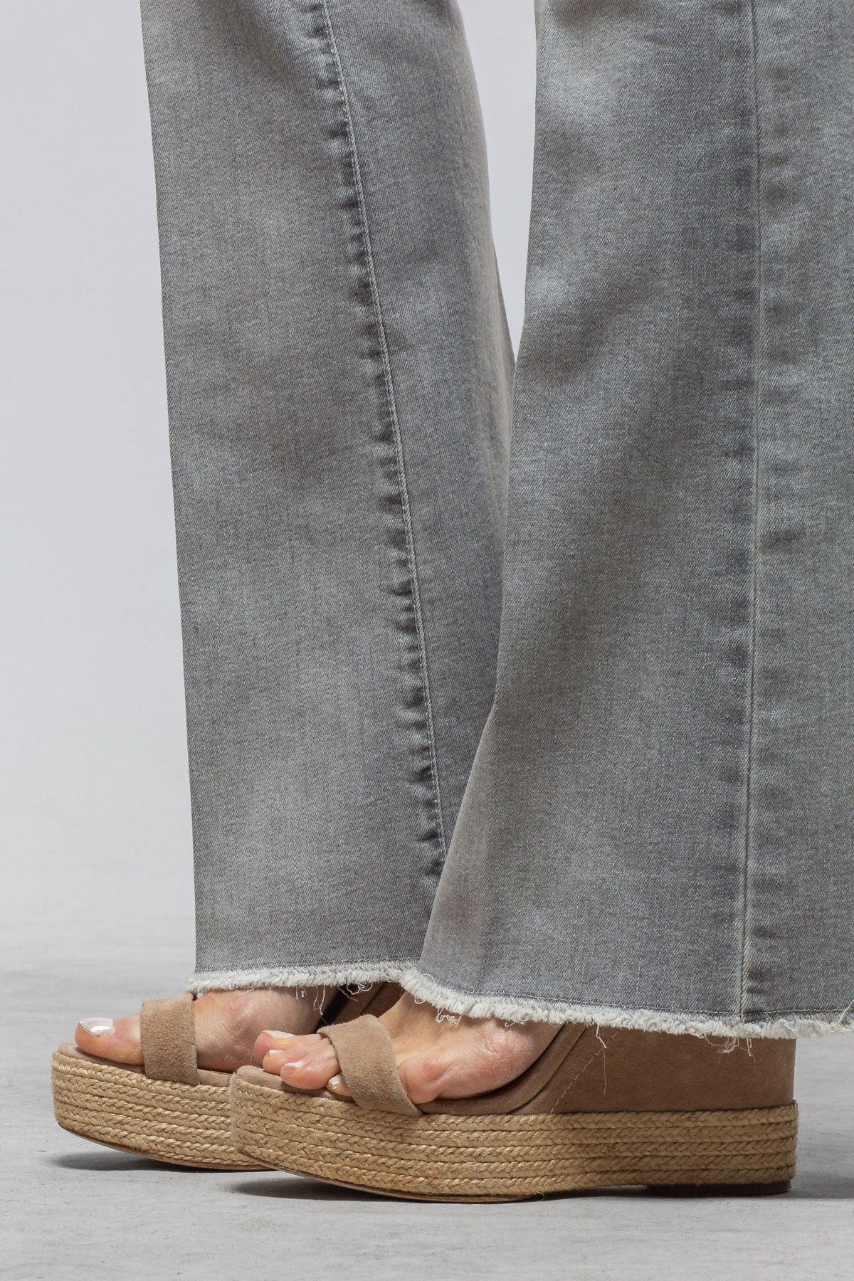 Paris Flared Fringe Jean In Sunbleached Grey - AXEL'S
