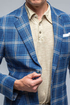 Dortania Sport Coat In Blue With Orange Windowpane - AXEL'S