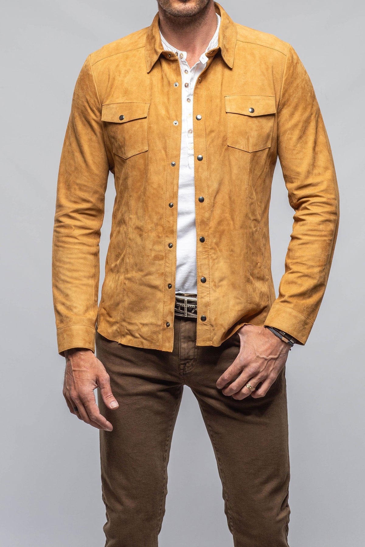 Bello Suede Shirt In Camel - AXEL'S