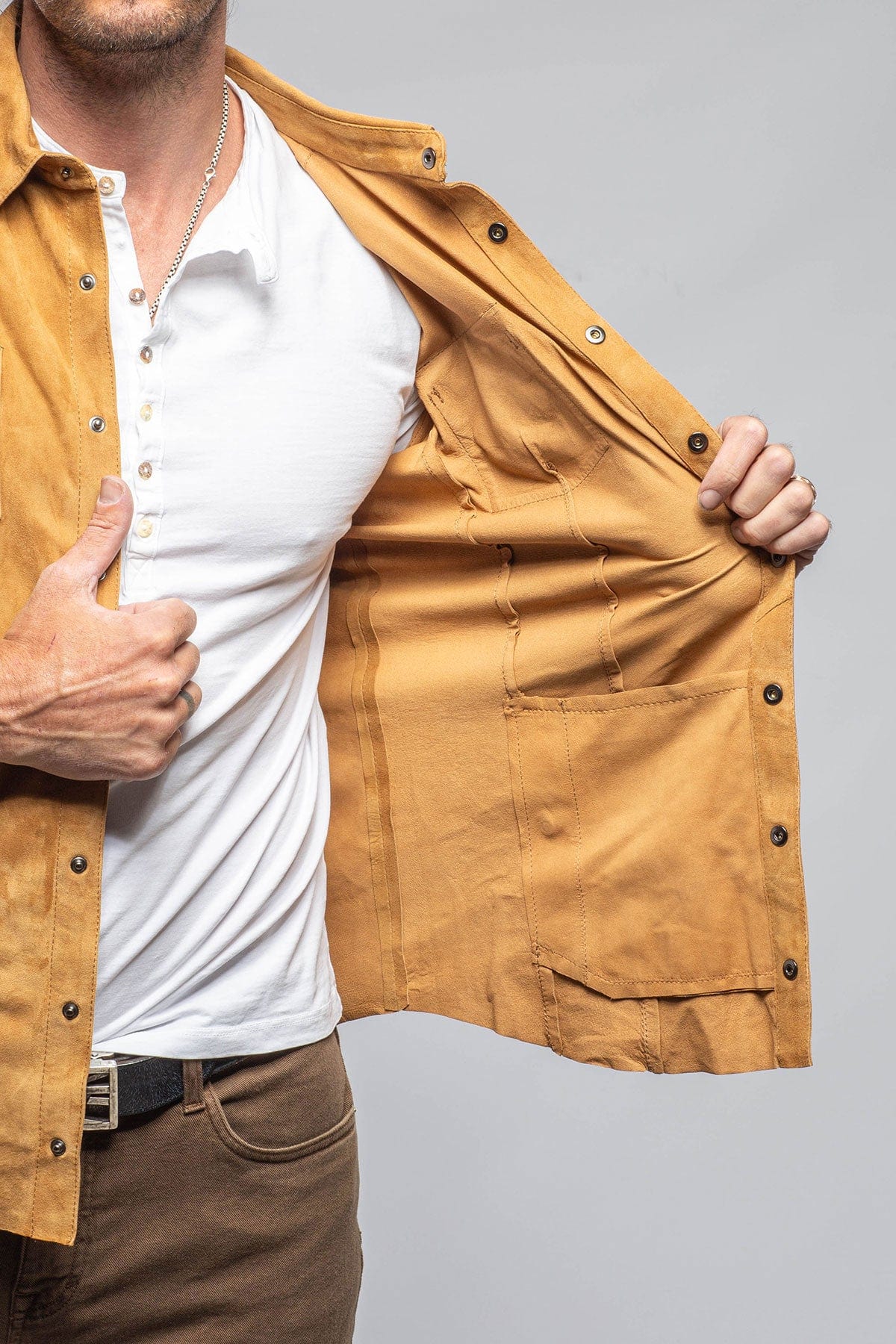 Bello Suede Shirt In Camel - AXEL'S