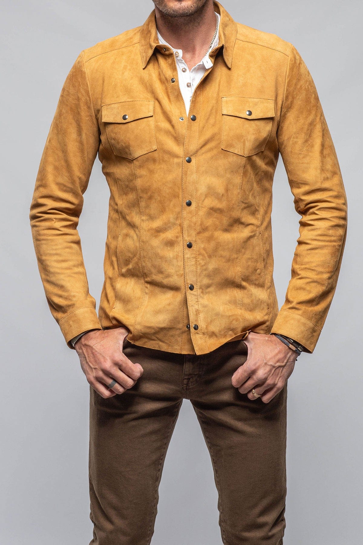 Bello Suede Shirt In Camel - AXEL'S