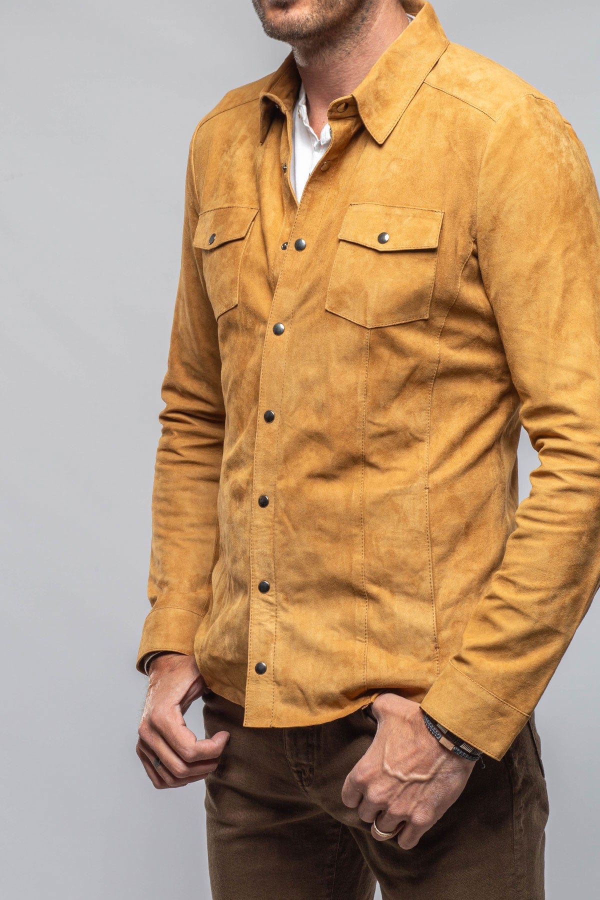 Bello Suede Shirt In Camel - AXEL'S