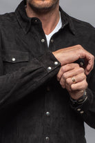 Bello Suede Shirt In Nero - AXEL'S