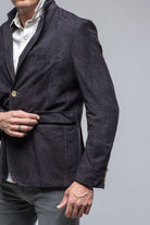 Maldito Suede Blazer In Navy - AXEL'S