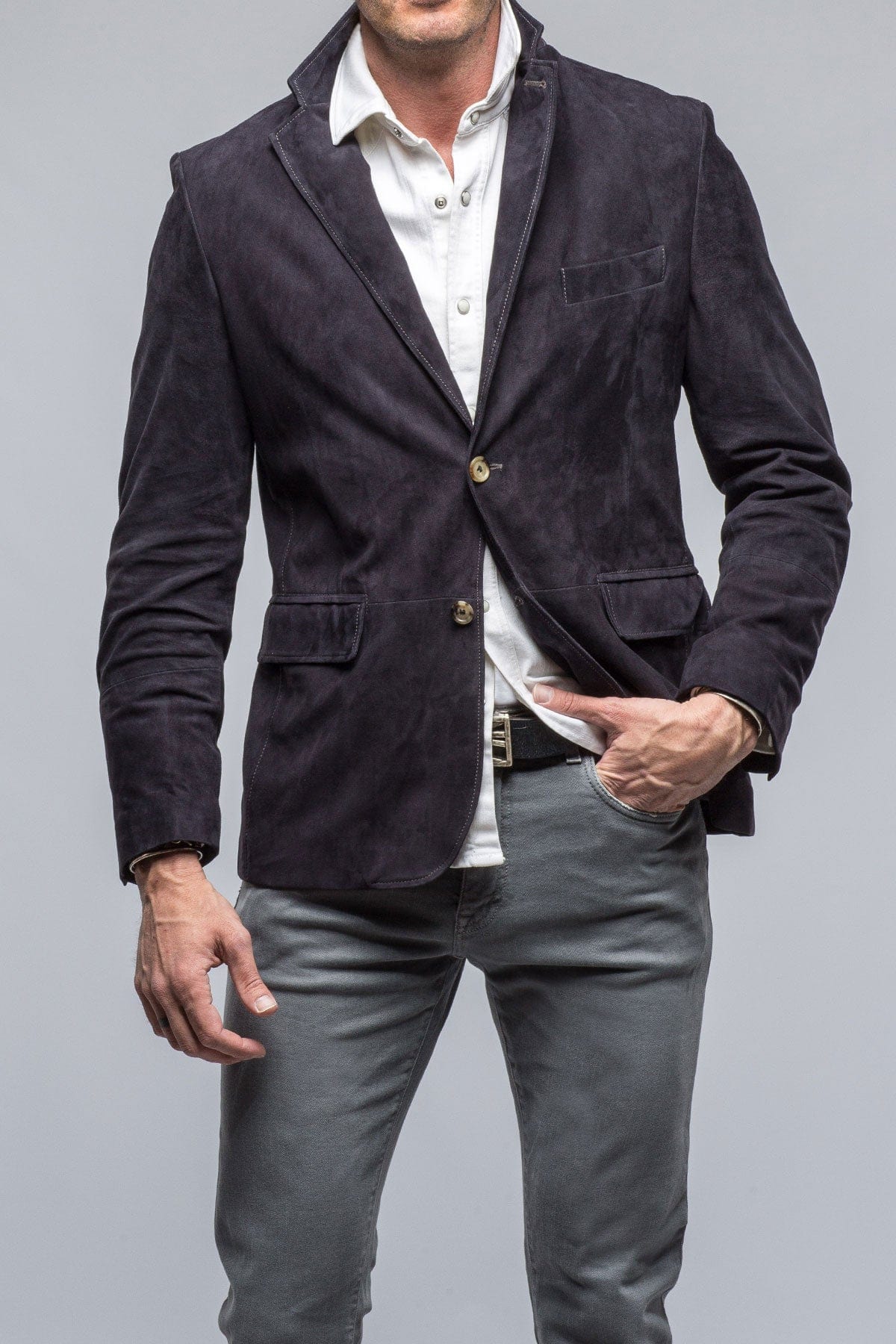 Maldito Suede Blazer In Navy - AXEL'S