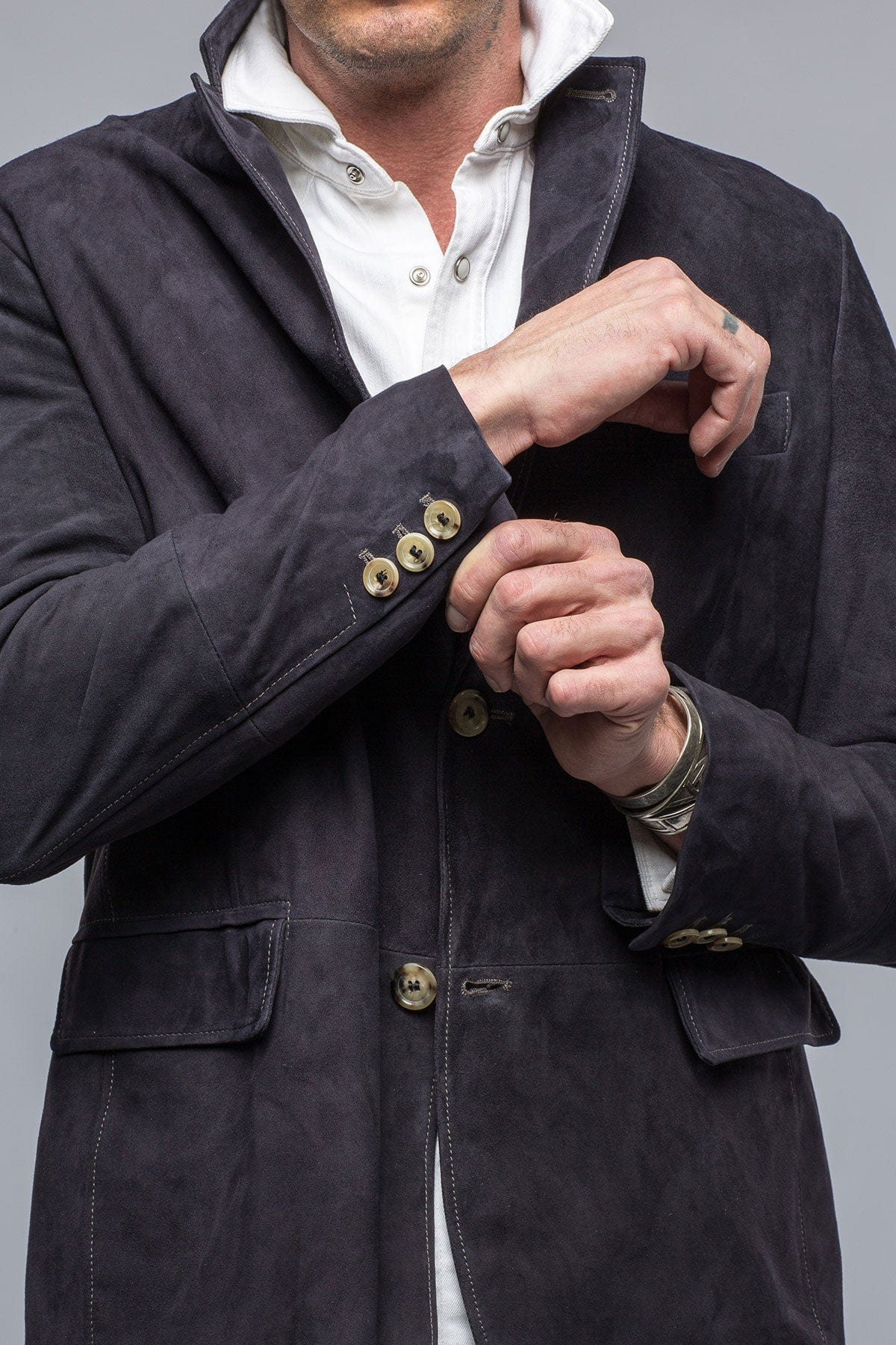 Maldito Suede Blazer In Navy - AXEL'S