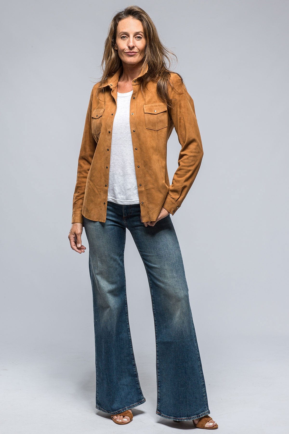 Marissa Long Suede Shirt In Rich Tobacco - AXEL'S
