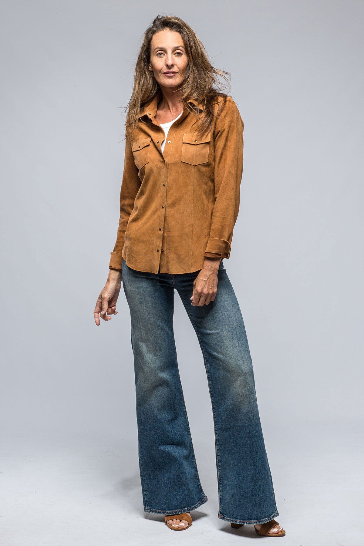 Marissa Long Suede Shirt In Rich Tobacco - AXEL'S