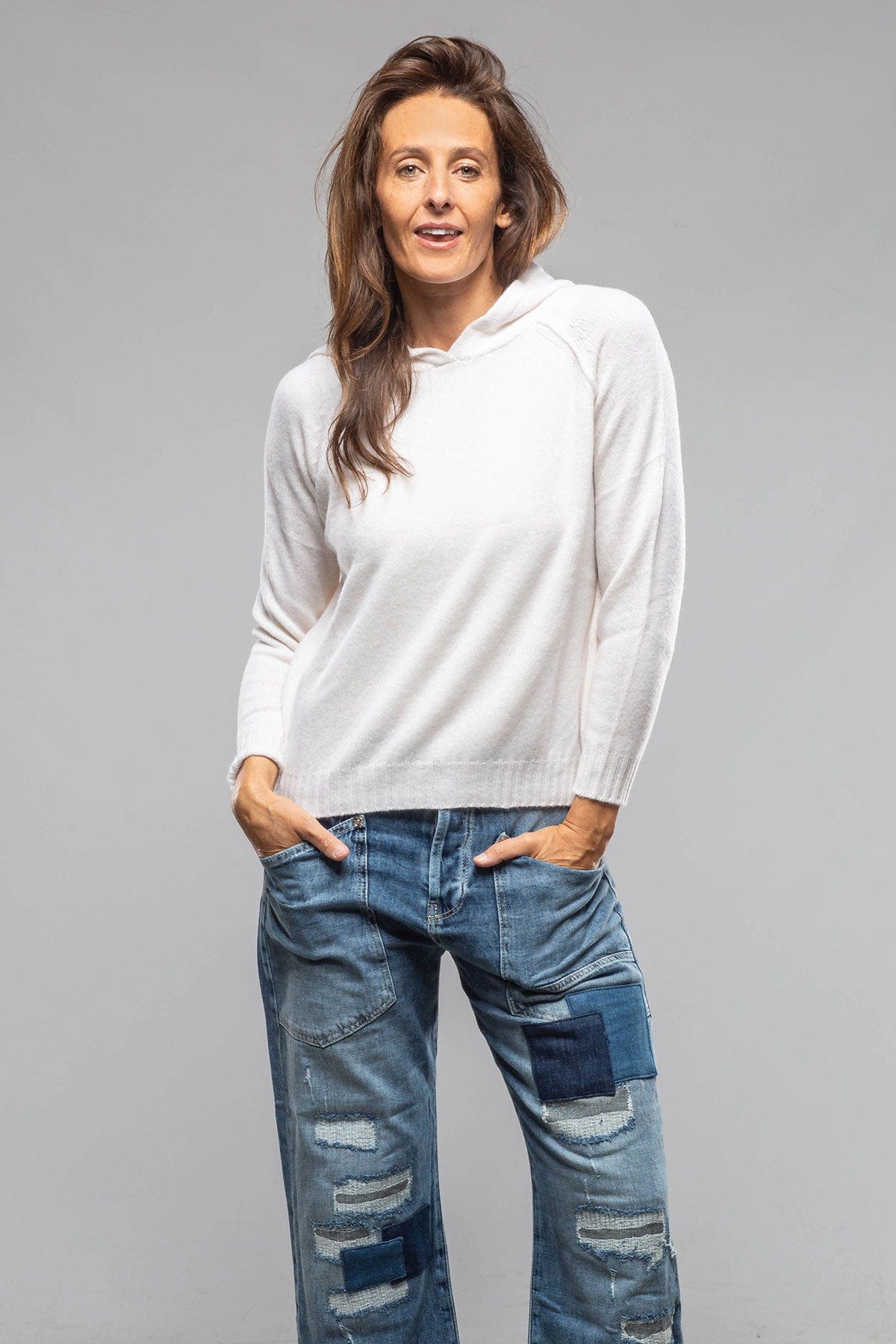 Dune Argo Hooded Cashmere Sweater In Off White | Axel's of Vail