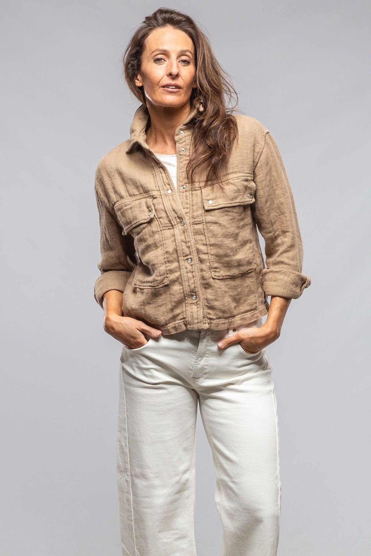 Arroya Washed Linen Jacket In Desert - AXEL'S
