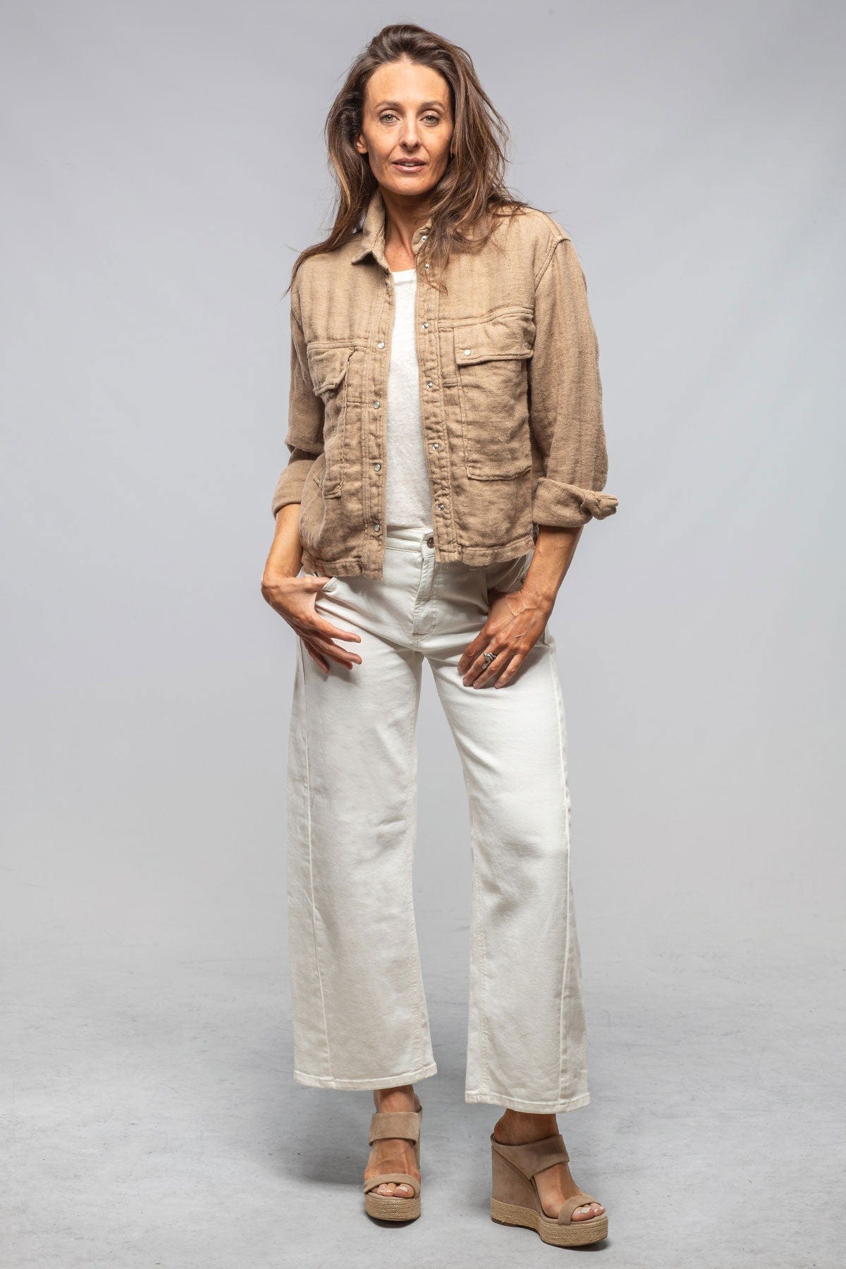 Arroya Washed Linen Jacket In Desert - AXEL'S