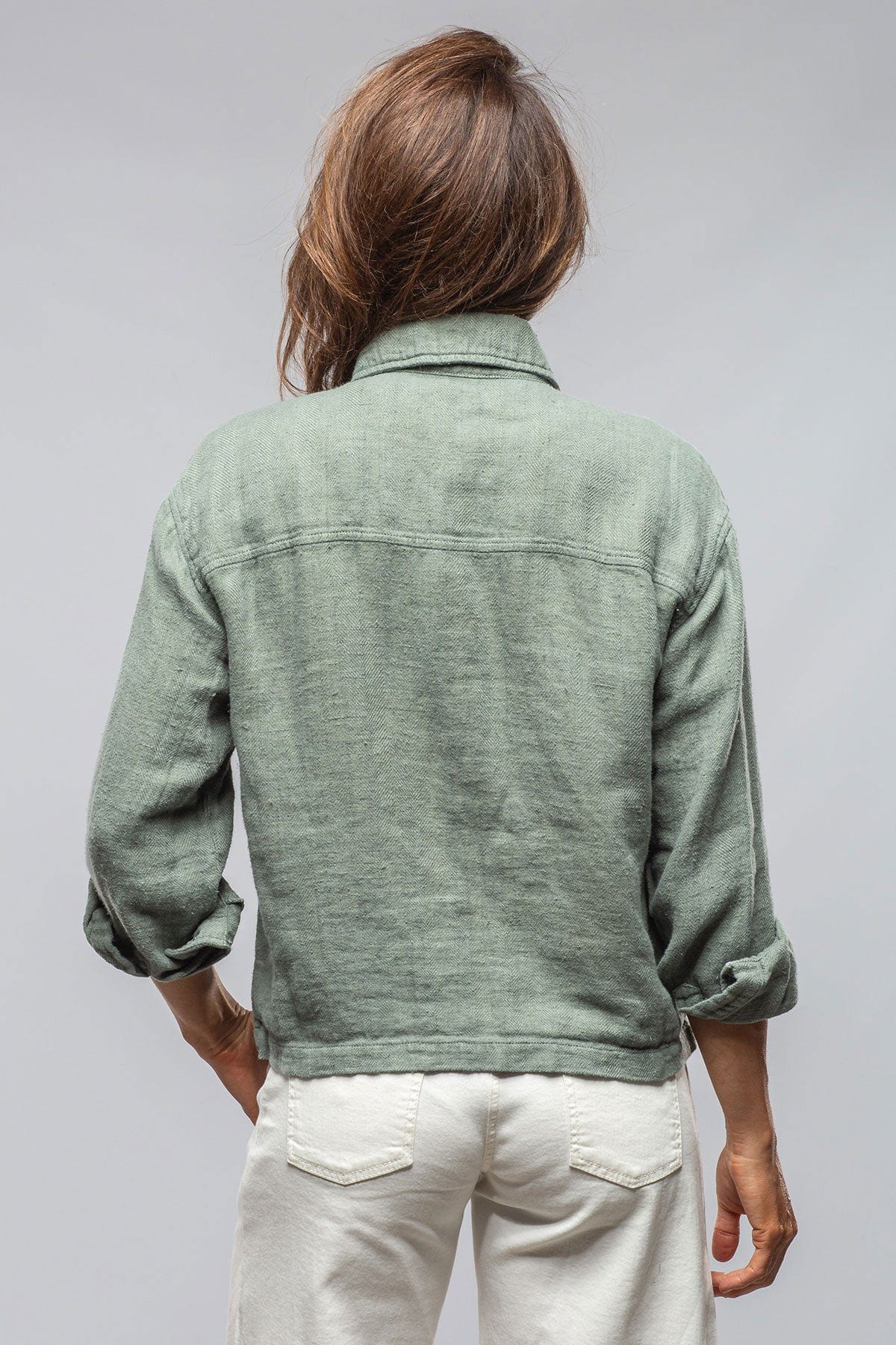 Arroya Washed Linen Jacket In Sage - AXEL'S