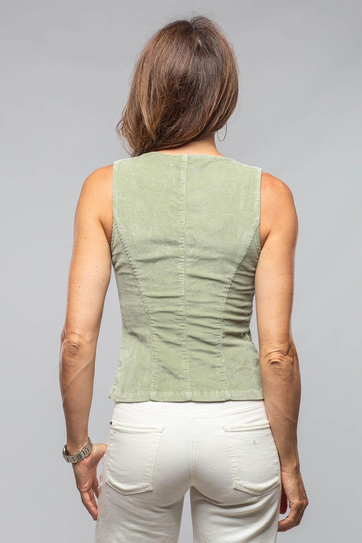 Charlie Corduroy Vest In Sage - AXEL'S
