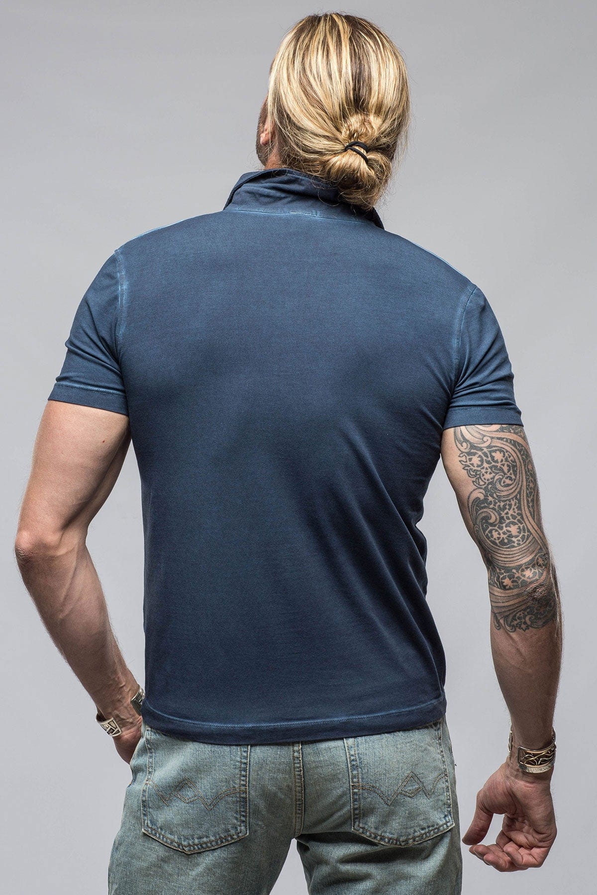 Dune Toulour SS Woven Polo in Navy Mens - Shirts - Polos