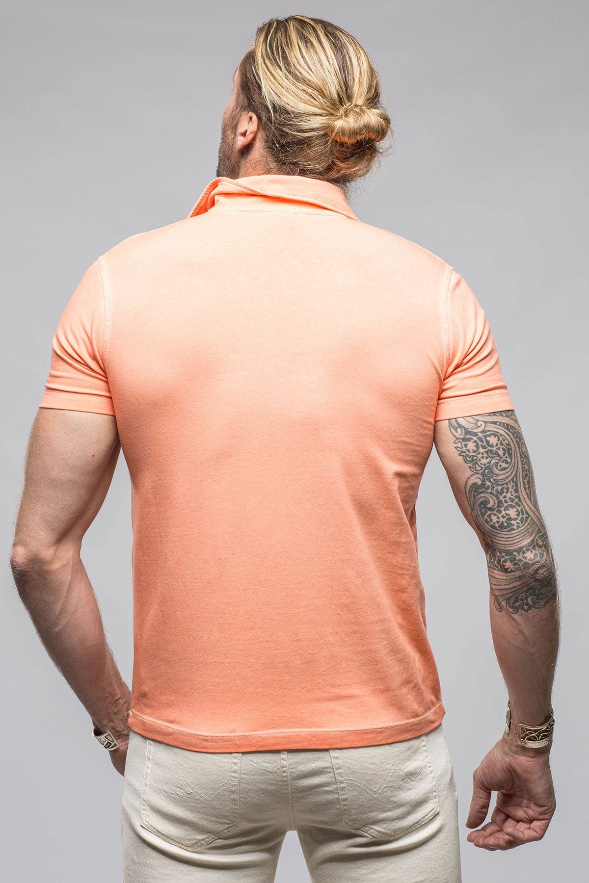 Toulour SS Woven Polo in Peach - AXEL'S