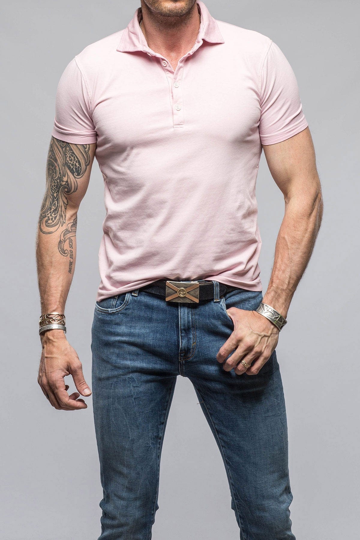 Dune Toulour SS Woven Polo in Pink Mens - Shirts - Polos